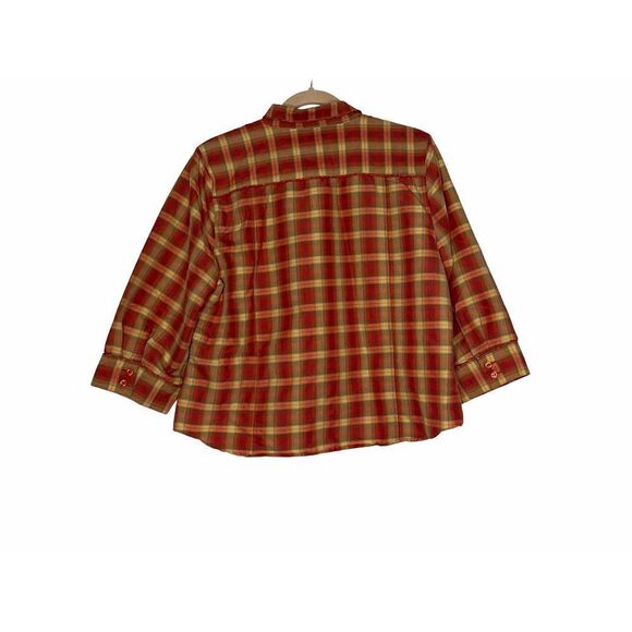 Christopher & BANKS BUTTON DOWN SHIRT‎ TOP PLAID MULTI-COLOR - Picture 3 of 7